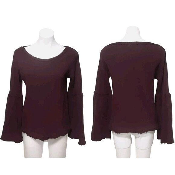 Caslon Bohemian Knitted Pullover Raw Seams Flare Bell Sleeves Top, XS - Picture 1 of 13
